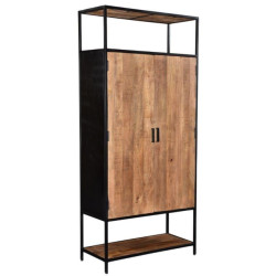 Livingfurn kabinetkast sturdy 2 deurs 100cm mangohout en gecoat staal