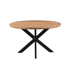 Livingfurn eetkamertafel jesper round 130cm mangohout / gecoat staal