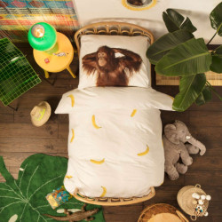 Snurk Dekbedovertrek banana monkey 140 x 200/220 cm incl. 1 kussensloop 60 x 70 cm