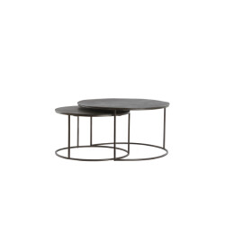 Light & Living salontafel s/2 Ø61x37+Ø76x41 cm talca donker