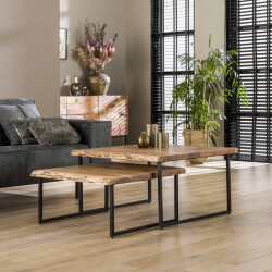 Hoyz Hoyz salontafel edge set acacia hout 2 stuks 80x80x45