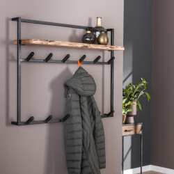 Hoyz Hoyz kapstok air solid 12 haken hoedenplank massief acaciahout 100x30x80