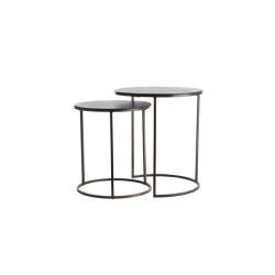 Light & Living bijzettafel s/2 Ø41x46+Ø49x52 cm talca donker