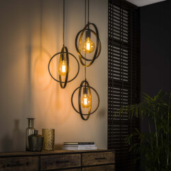 Hoyz Hoyz hanglamp met 3 lampen turn around zwart industrieel