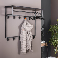 Hoyz Hoyz kapstok yucon hoog 12 haken hoedenplank massief acaciahout 100x30x80