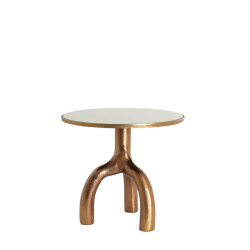 Light & Living bijzettafel Ø50,5x45,5 cm mello glans brn brons+glas taupe