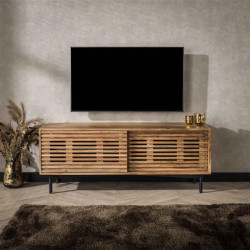 Hoyz tv-meubel 135cm 2 deuren slide massief acacia naturel