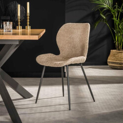 Hoyz stoel ronde buis 4 stuks boucle zandkleur