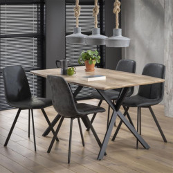 Hoyz eetkamertafel blad ovaal eiken zwart metalen frame - voor 4 personen 160x90cm