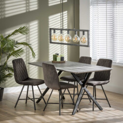 Hoyz eetkamertafel blad ovaal eettafel betonlook vintage staal - 160x90cm