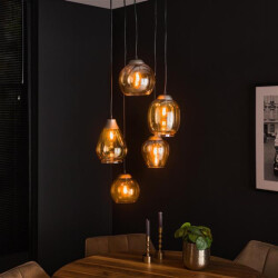 Hoyz Hoyz hanglamp 5l mix getrapt mix amberkleurig glas