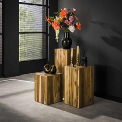 Hoyz bloemenzuil bole 85 cm massief gerecycled teakhout