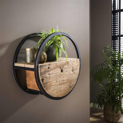 Hoyz Hoyz wandschap circular Ø50 met lade hout -