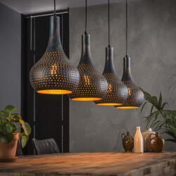 Hoyz Hoyz hanglamp punch kegel 4 lampen zwart bruin 130x25x150
