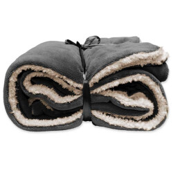 Unique Living | lars coral fleece/suede plaid 150x200cm dark grey
