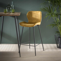Hoyz Hoyz barstoel velvet set van 4 - 4 stuks geel
