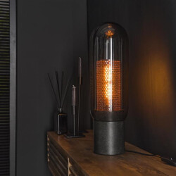 Hoyz Hoyz tafellamp smoke glas-geperforeerd staal artic zwart