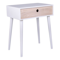 House Nordic Parma bedside table bedside table in white with 1 natural wood drawer