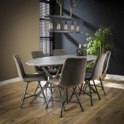 Hoyz Hoyz eetkamertafel ovaal betonlook - hout metaal 200x100x76 eettafel