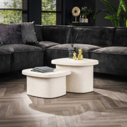 Hoyz salontafel set van 2 stone organic marmer composiet