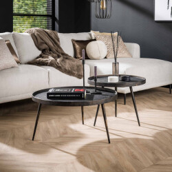 Hoyz Hoyz salontafel rond metallic zwart set van 2 76x76x40