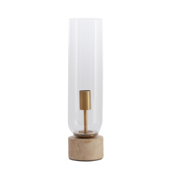 Light & Living tafellamp Ø12x47 cm rylano glas +zand+antiek brons