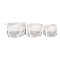 House Nordic Algar baskets baskets in cotton, white/grey, round, set of 3