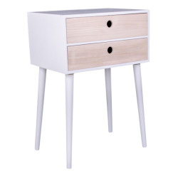 House Nordic Rimini bedside table bedside table in white with 2 natural wood drawer