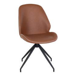 House Nordic Monte carlo dining chair with swivel dining chair in pu with swivel, vintage brown with black legs