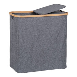 House Nordic Noto laundry basket laundry basket in bamboo/textile, dark grey, 54x33x54 cm
