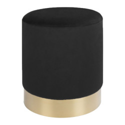 House Nordic Gamby pouf pouf in black velvet with brass coloured steel base hn1207