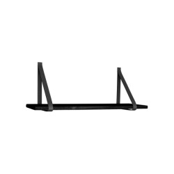 House Nordic Forno shelf shelf in black with black leather straps 80x20 cm