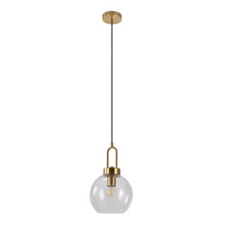 House Nordic Luton pendant pendant in ball shaped clear glass and brass socket, 150 cm fabric cord 150 cm fabric cord bulb: e27/40w