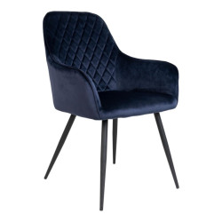 House Nordic Harbo dining chair chair in blue velvet with black legs set of 2
