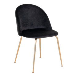 House Nordic Geneve dining chair chair in black velvet with legs in brass look set of 2