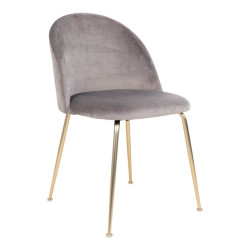 House Nordic Geneve dining chair chair in grey velvet with legs in brass look set of 2
