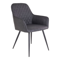 House Nordic Harbo dining chair chair in dark grey pu with black legs set of 2