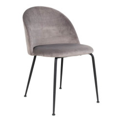 House Nordic Geneve dining chair chair in grey velvet with black legs set of 2