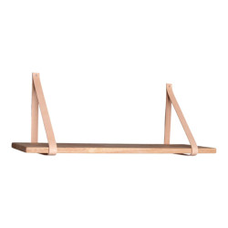 House Nordic Forno shelf shelf in natural oil with brown leather straps 120x20 cm