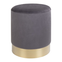 House Nordic Gamby pouf pouf in grey velvet with brass coloured steel base hn1213