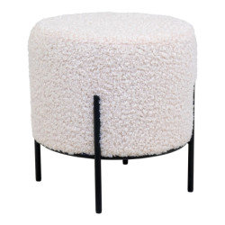 House Nordic Alford pouf pouf in white artificial lambskin