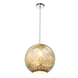 Globo Moderne hanglamp brandon l:35cm e27 metaal chrome
