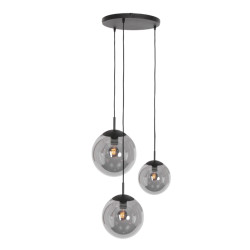 Steinhauer Bollique videlamp- 3 lichts smokey hanglamp zwart