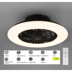 Reality Light – ventilator plafond luigi led met afstandsbediening – plafond ventilator lamp – zwart /