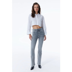 Cup of Joe Ultra high waist flare; %92 co-%6 pes-%2 ea; 92; denim grey denim