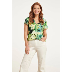 Smashed Lemon 24429 zomerse loose top met abstracte bloemenprint -