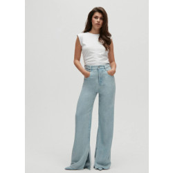 Homage to Denim Licht wide leg jeans met splitjes