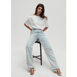 Homage to Denim Licht wide leg jeans met strass steentjes