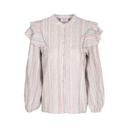 FRNCH Licht gestreepte blouse met volants charme