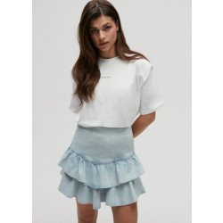 Homage to Denim Licht denim ruffle minirok